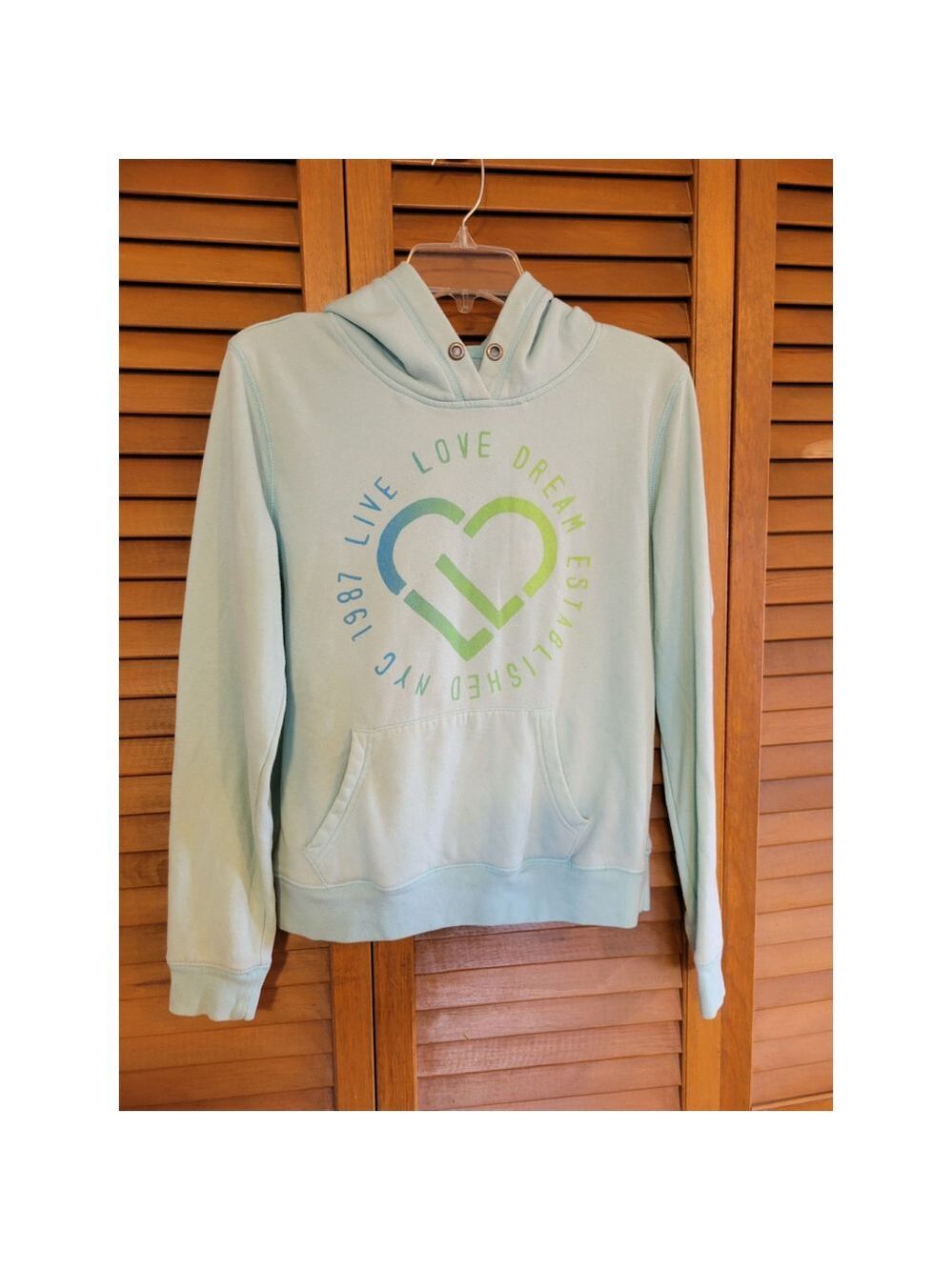 Junior's Live Love Dream Hoodie, M, Light Blue - Picture 2 of 8